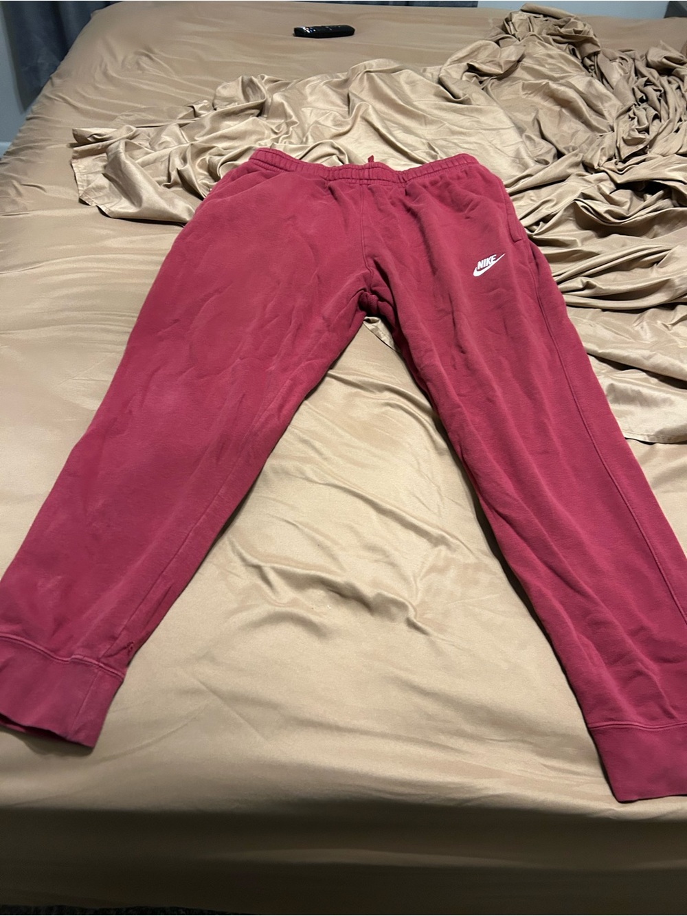 Nike Kids Maroon Fleece Joggers with White Logo